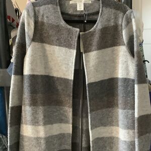 Max‎ Studio Gray and Black wool Open Front Coat, small, new